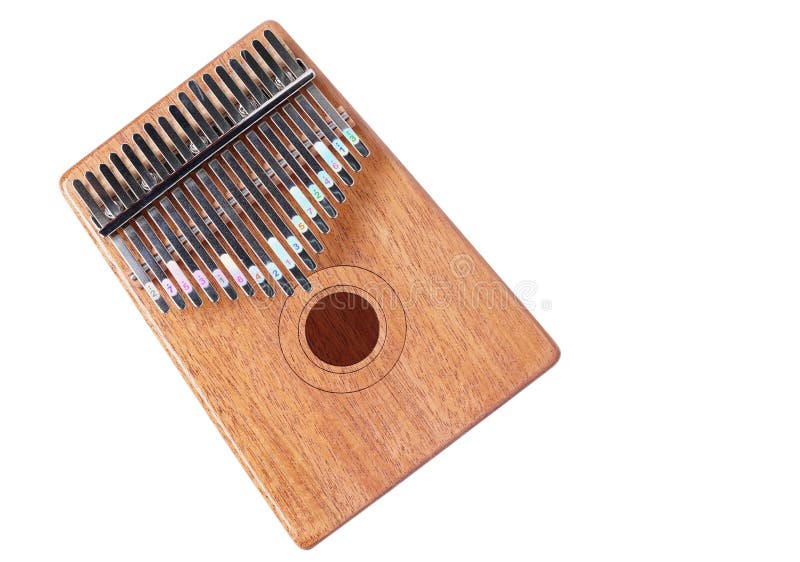 Top view wooden african instrument Kalimba musical instrument on background