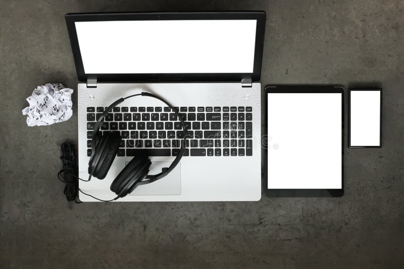 Top view of workspace of composing music concept royalty free stock photos Top view of workspace of composing music concept royalty free stock photos