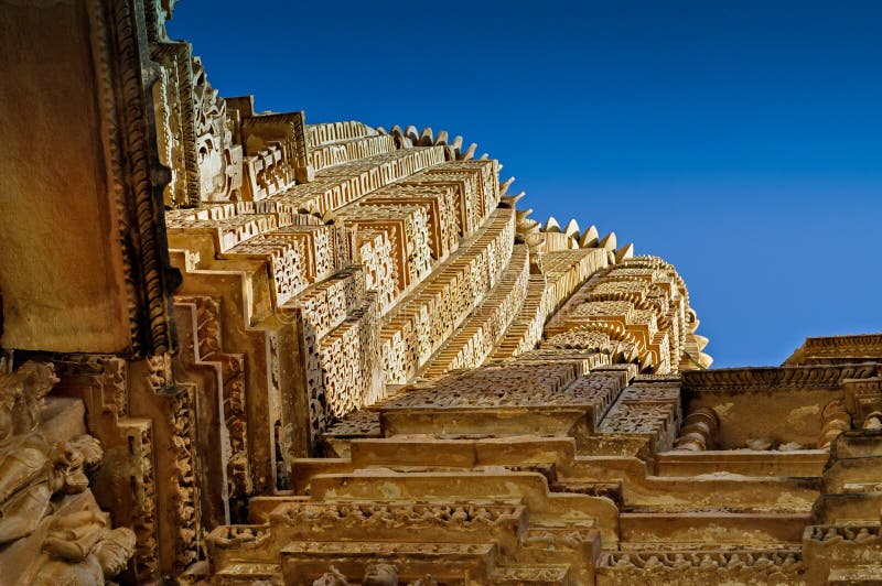 Top of Vishvanatha Temple, Khajuraho, India - UNESCO heritage site.