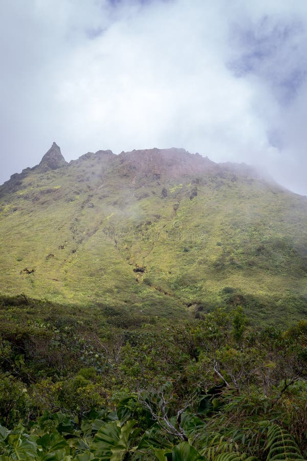 Volcano La Soufriere in the Tropical Island Guadeloupe in Caribbean ...