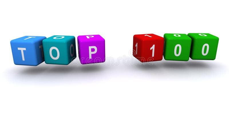 Top 100 word block on white vector illustration