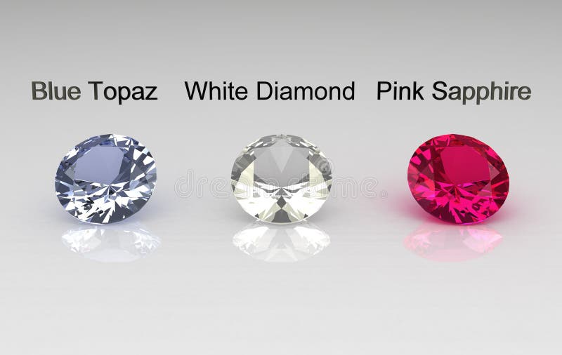 Topaz bleu, diamant blanc et pierres roses de saphir photos stock Topaz bleu, diamant blanc et pierres roses de saphir photos stock