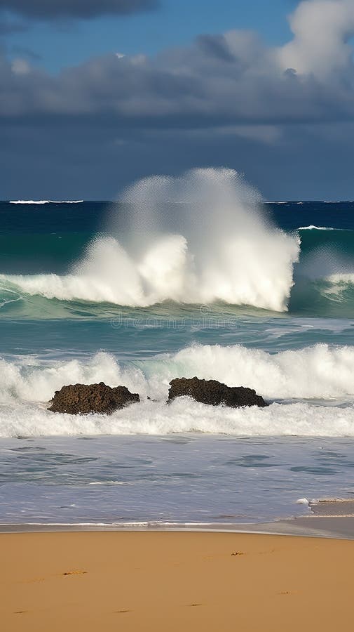 Foamy Waves Rolling Up in Ocean Stock Illustration - Illustration of ...