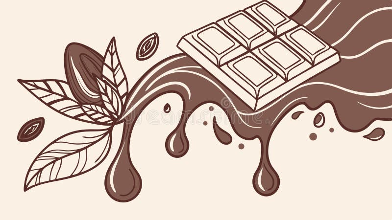 Topnienie czekolady z Cocoa Leaves Vector Art wector design Generation AI royalty ilustracja