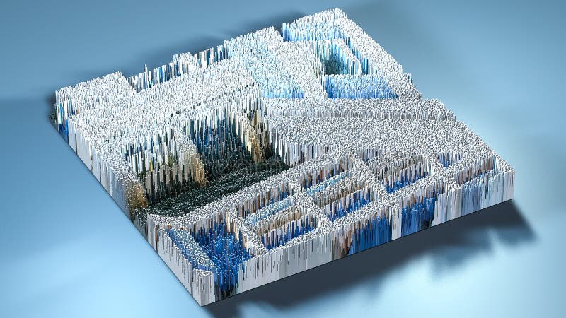 topografi för tolkning 3d med kuber royaltyfri illustrationer topografi för tolkning 3d med kuber royaltyfri illustrationer