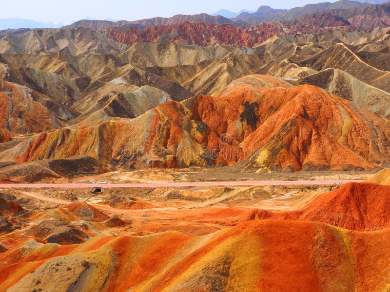 Topografía colorida de Danxia, Zhangye, Gansu, China foto de archivo Topografía colorida de Danxia, Zhangye, Gansu, China foto de archivo