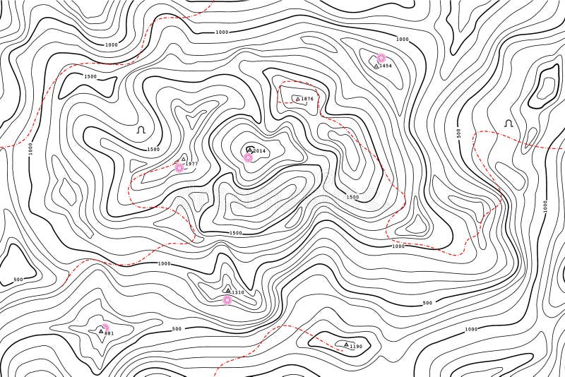 Map With Height Lines Topographic Altitude Line Map With Attraction Point. Seamless Vector  Pattern Stock Vector - Illustration Of Cartographic, Alphabet: 111193406