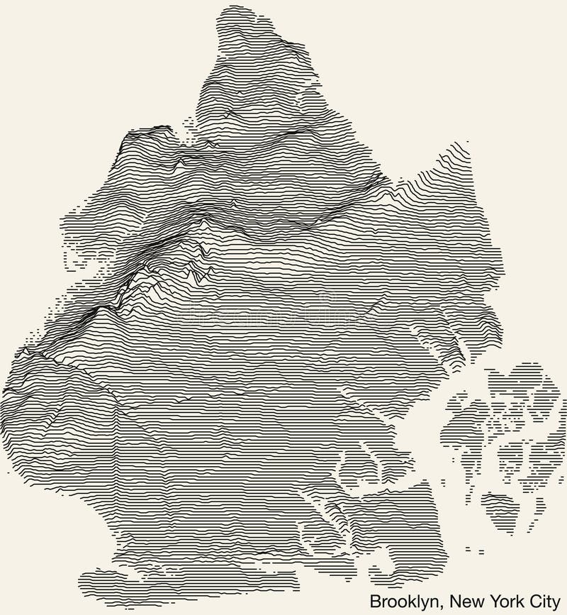 Topographic exaggerated relief map of BROOKLYN, NEW YORK CITY royalty free illustration