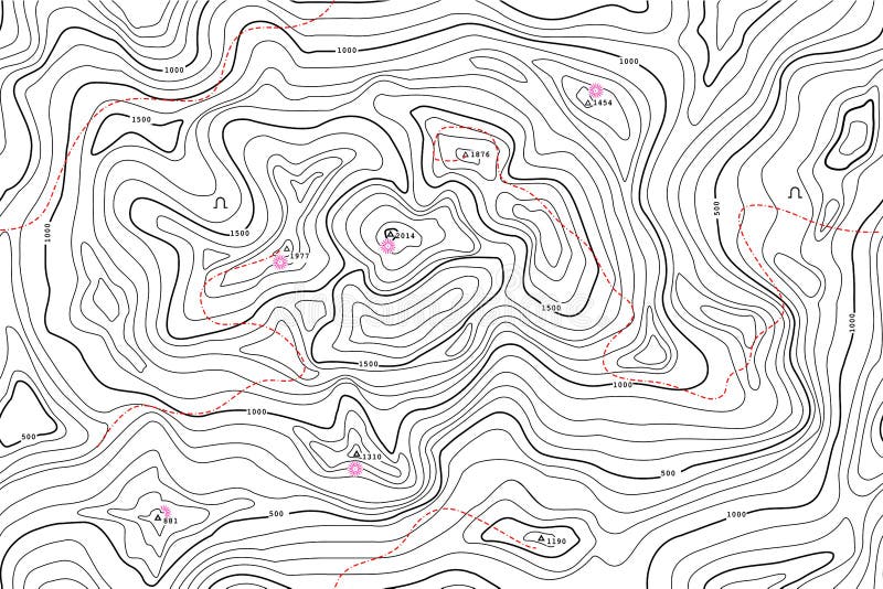 Topographic Map With Contour Lines And Attraction Seamless Vector