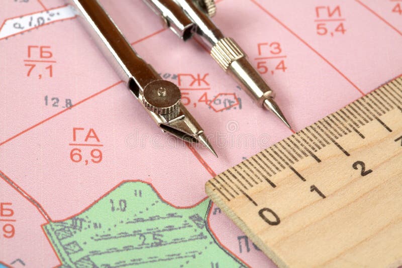 Topographic map of district stock photo