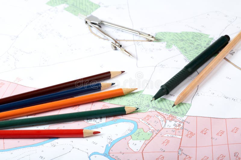 Topographic map of district stock photo