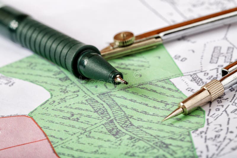 Topographic map of district stock photo