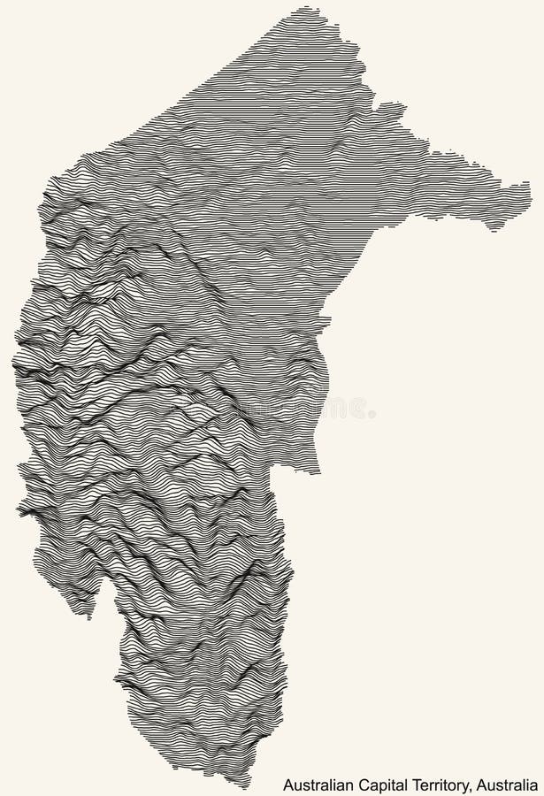 Topographic Relief Map of AUSTRALIAN CAPITAL TERRITORY Stock Vector