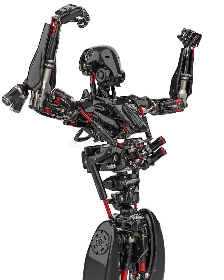 Toppet surr för mega svart robot i en vit bakgrund vektor illustrationer
