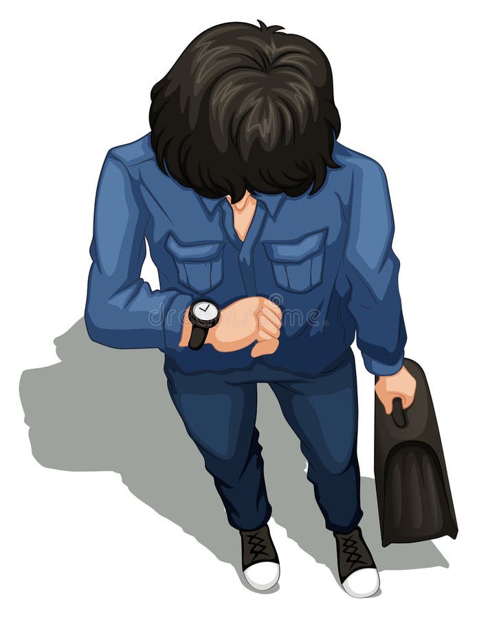 A topview of a businessman watching his watch vector illustration A topview of a businessman watching his watch vector illustration