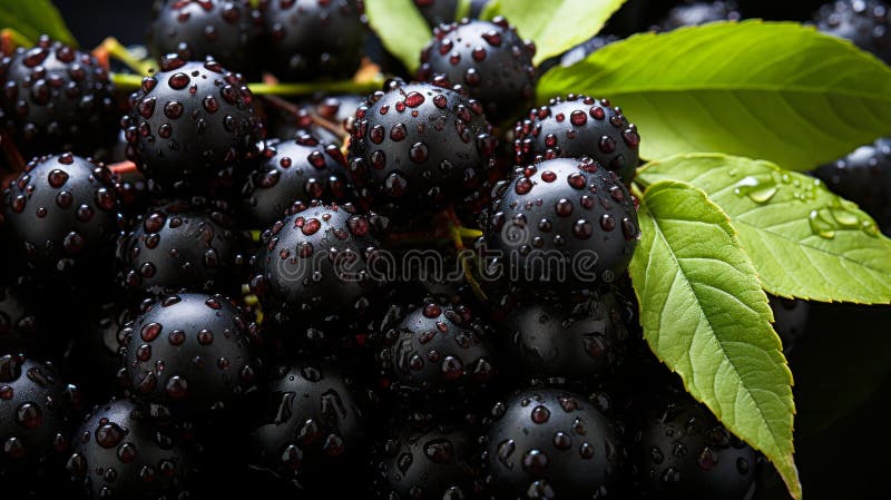 Topview elderberry stos świeże tekstury i zdrowy styl życia royalty ilustracja