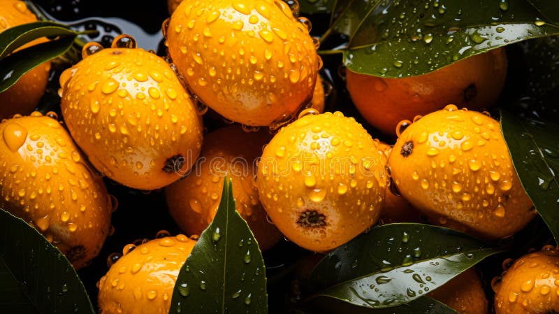 Topview loquat stos świeżych i egzotycznych owoców royalty ilustracja