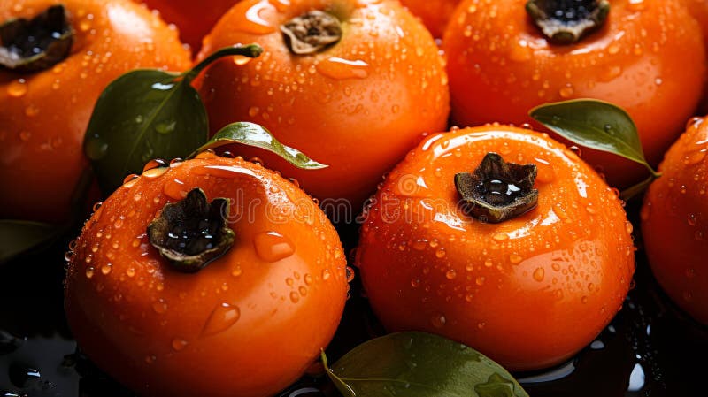 Topview persimmon stos świeże owoce dla zdrowego stylu życia ilustracji