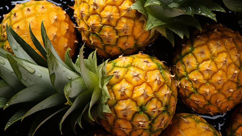 Topview pineapple pila fruta fresca para un estilo de vida saludable ilustración del vector