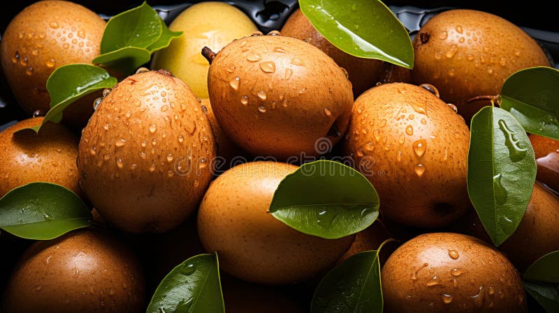 Topview sapodilla stos świeżych owoców dla zdrowego stylu życia ilustracji