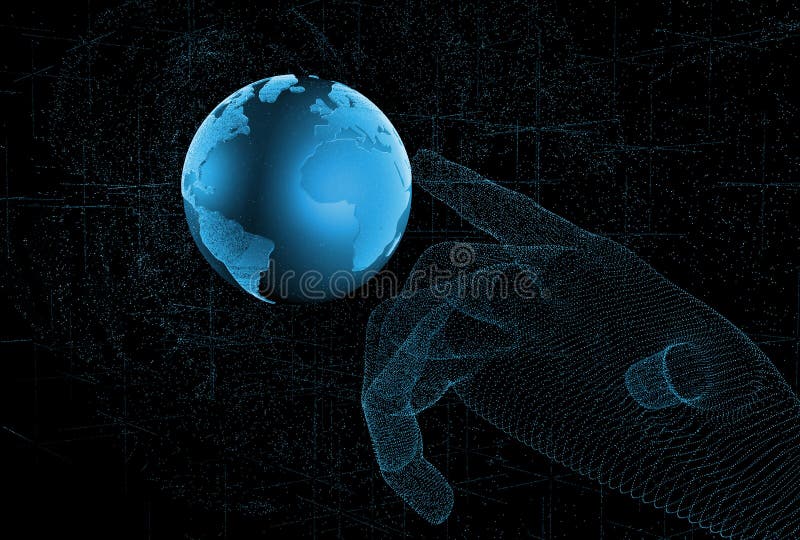Toque no futuro, na ilustração do sentido da ciência e na tecnologia ilustração 3D ilustração do vetor Toque no futuro, na ilustração do sentido da ciência e na tecnologia ilustração 3D ilustração do vetor