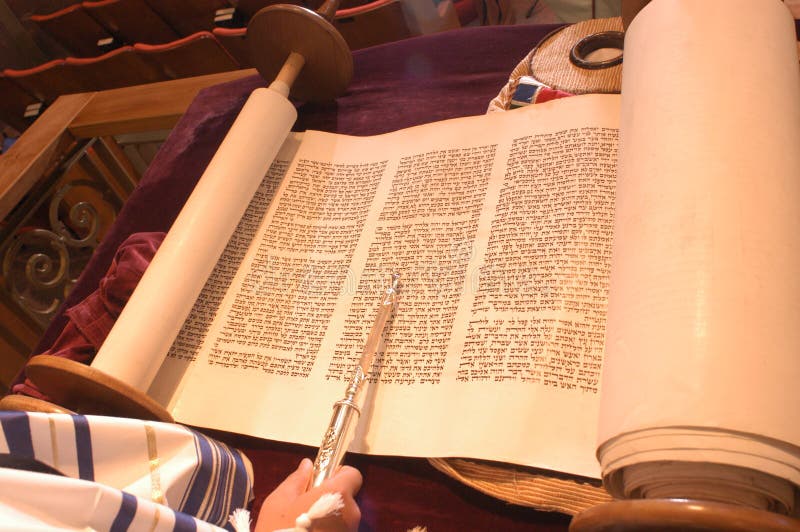 Torah hand of boy reading the Jewish Torah at Bar Mitzvah reading Jewish books