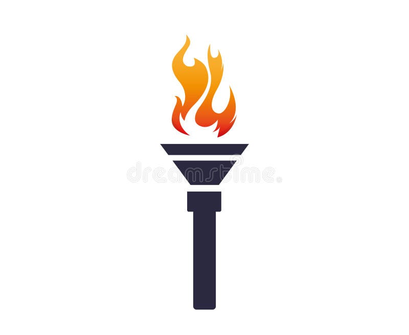 Blue Torch Flaming on White Background Stock Vector - Illustration of