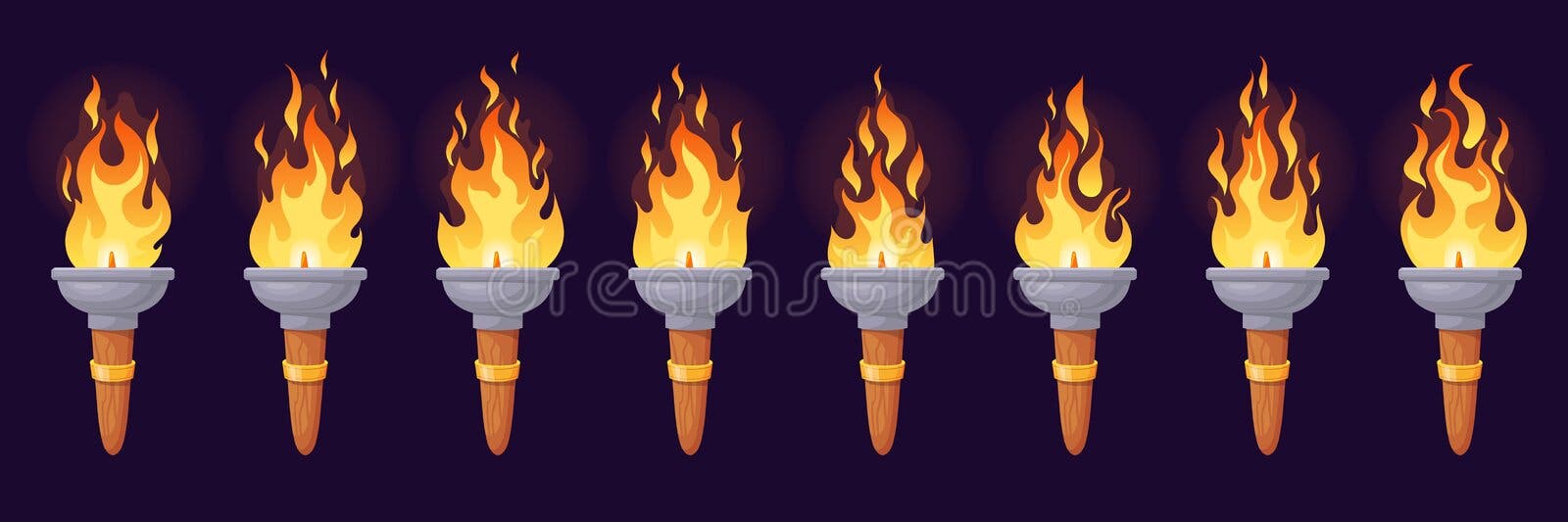 Set of anime fire Stock Vector