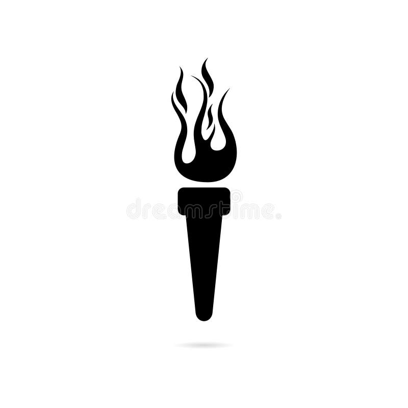 Black Torch with Flame Icon or Logo Stock Vector - Illustration of