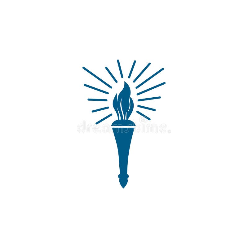 Torch Blue Icon on White Background. Blue Flat Style Vector