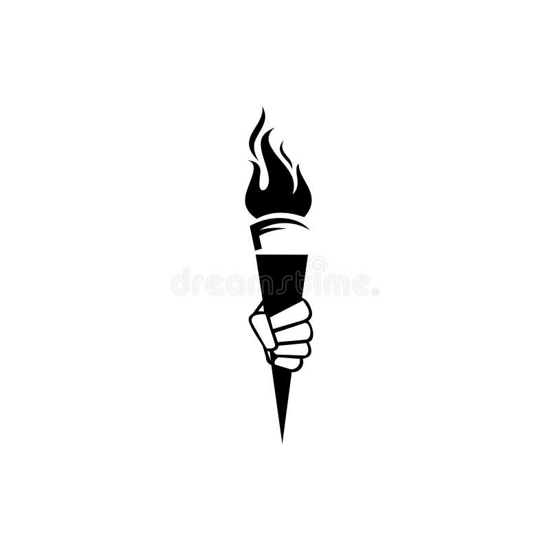 Torch Icon Logo Vector Design, Isolated on White Background Stock