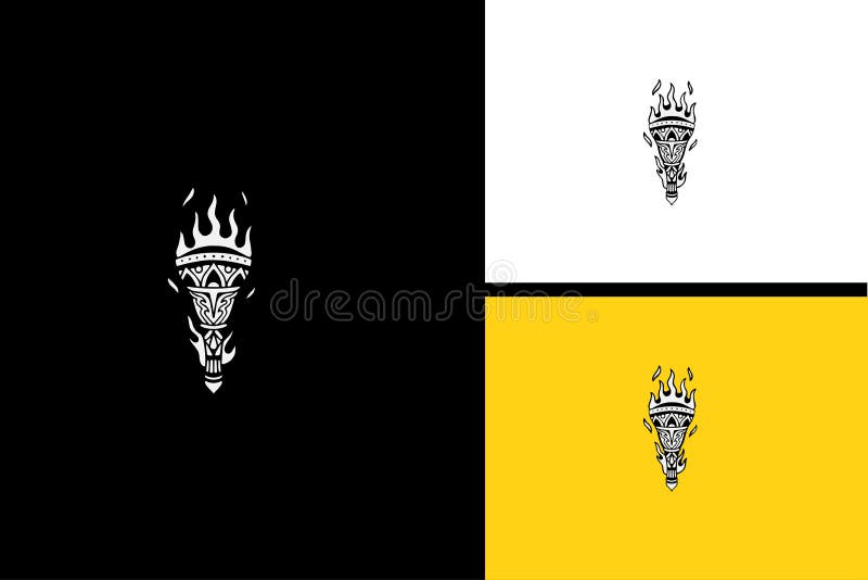 Torch Vector Illustration Black and White Stock Vector - Illustration
