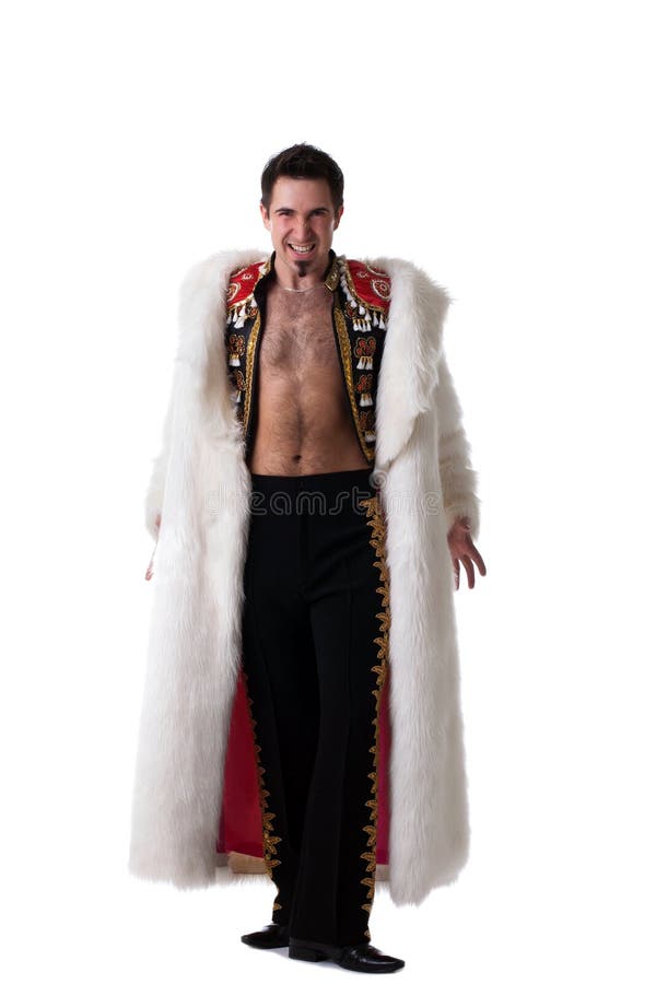 Full length portrait of toreador in fur coat. Isolated on white. Full length portrait of toreador in fur coat. Isolated on white