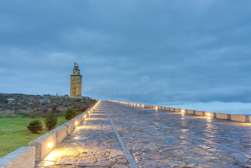 Toren van Hercules in een Coruna, Galicië, Spanje. stock afbeelding Toren van Hercules in een Coruna, Galicië, Spanje. stock afbeelding