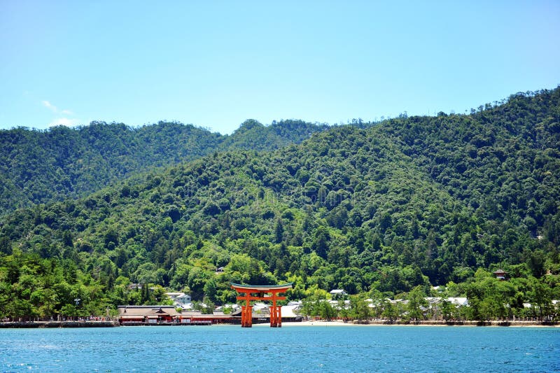 Torii gate of Itsukushima Shrine at Miyajima stock photo Torii gate of Itsukushima Shrine at Miyajima stock photo