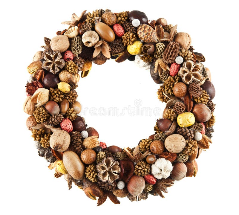 A beautiful Christmas wreath made of various dry fruits. A beautiful Christmas wreath made of various dry fruits