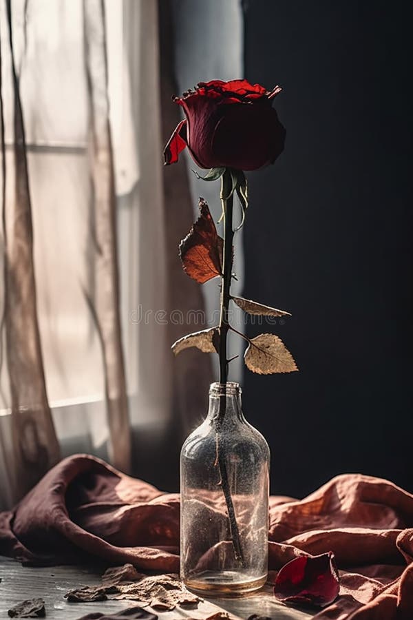 Dried roses in a vase. Relationship problems, disappointment, depression, loneliness. Dried roses in a vase. Relationship problems, disappointment, depression, loneliness