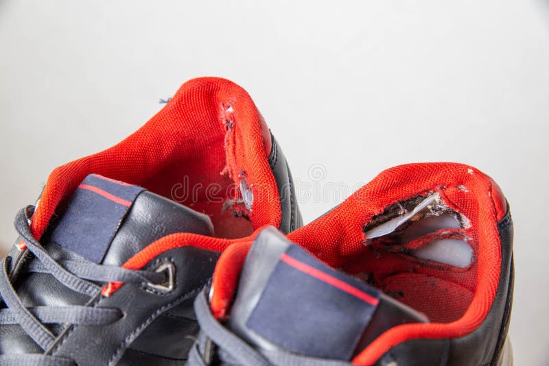 Torn Backs in Multicolored Sports Sneakers on a White Background ...