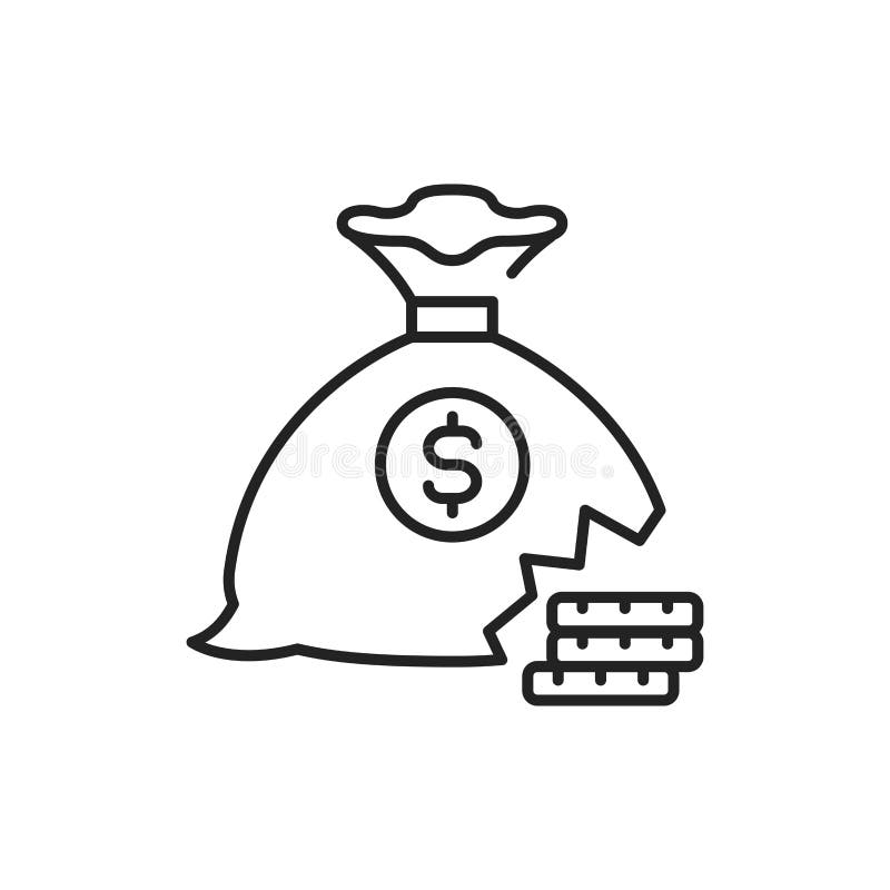 Torn Bag of Money Line Color Icon. Sign for Web Page, Mobile App Stock ...