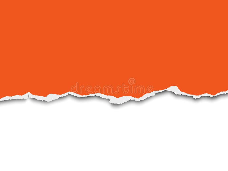 Torn a Half Sheet of Orange Paper from the Bottom on White Background.  Vector Template Paper Design Stock Vector - Illustration of abstract,  header: 186505397