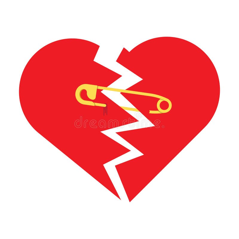 Red Heart With A Safety Pin Stock Vector Illustration of silhouette, shot 28752080