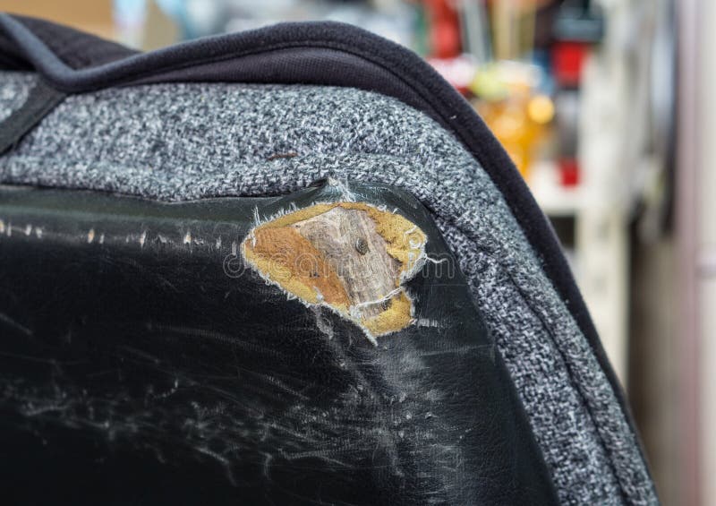 Torn leather seat stock photo. Image of traditional, shabby 81510646