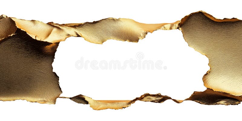Torn metallic gold frame background with blank center for copy space. AI generated
