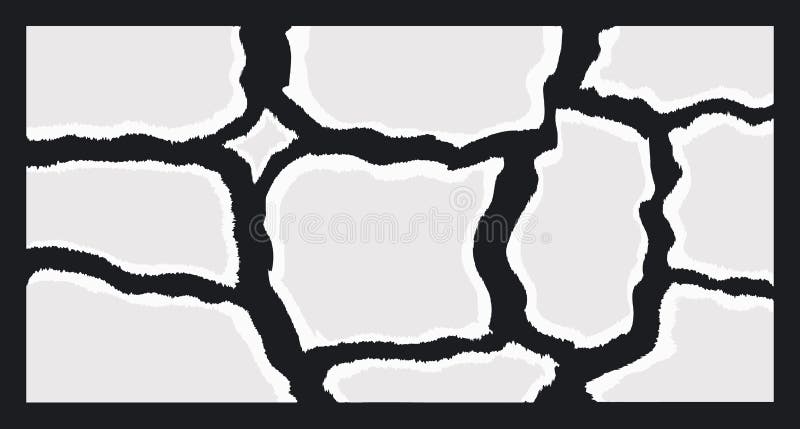 Torn Notebook Sheets of white paper for scrapbook. Vector Ripped blank pages with jagged edges texture for Collages. Damaged stock illustration