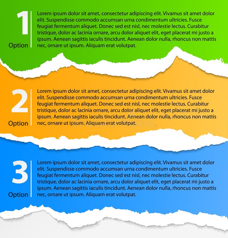 Torn paper progress option labels royalty free illustration