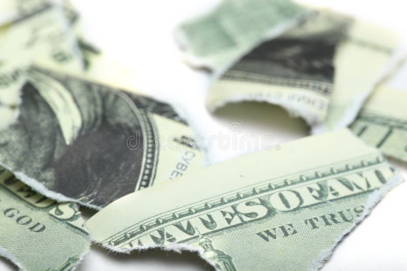 Tearing dollar bill stock image. Image of break, failure 13112047