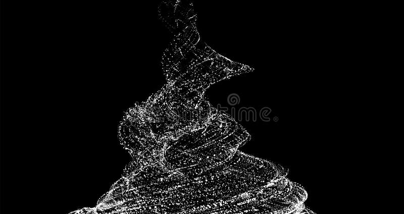 Tornado, abstract digital swirl. Futuristic particle wave. Rotating swirling shapes particles. Big data visualization royalty free illustration