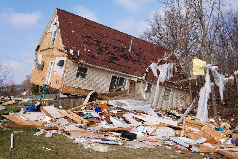 Tornado Aftermath in Lapeer, MI. Stock Photo - Image of building