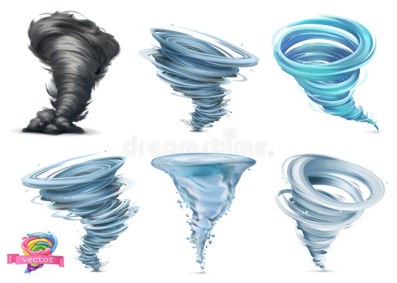Tornado. Hurricane. 3d vector icon set royalty free illustration