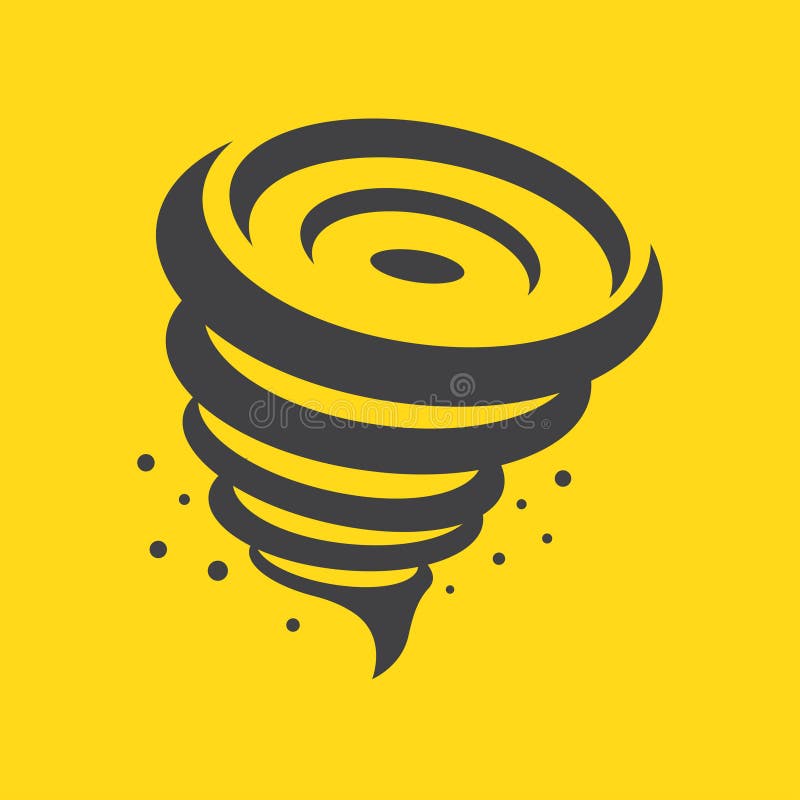 Tornado Symbol Isolated on Yellow Background Stock Vector
